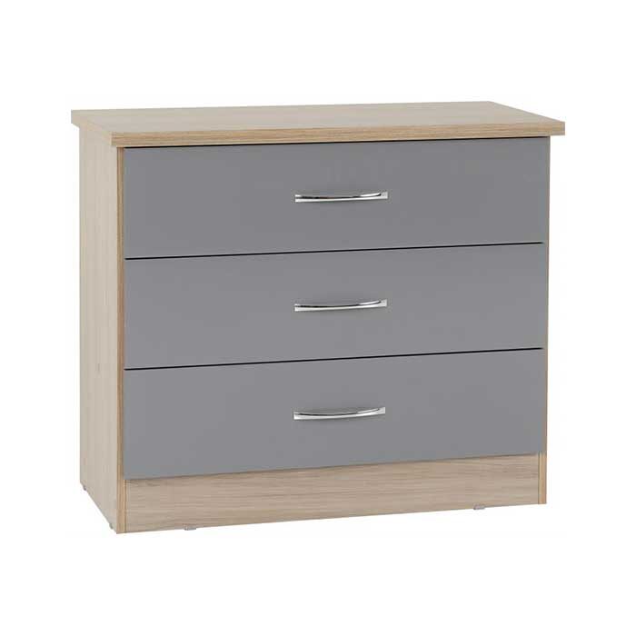 Nevada 3 drawer chest in grey