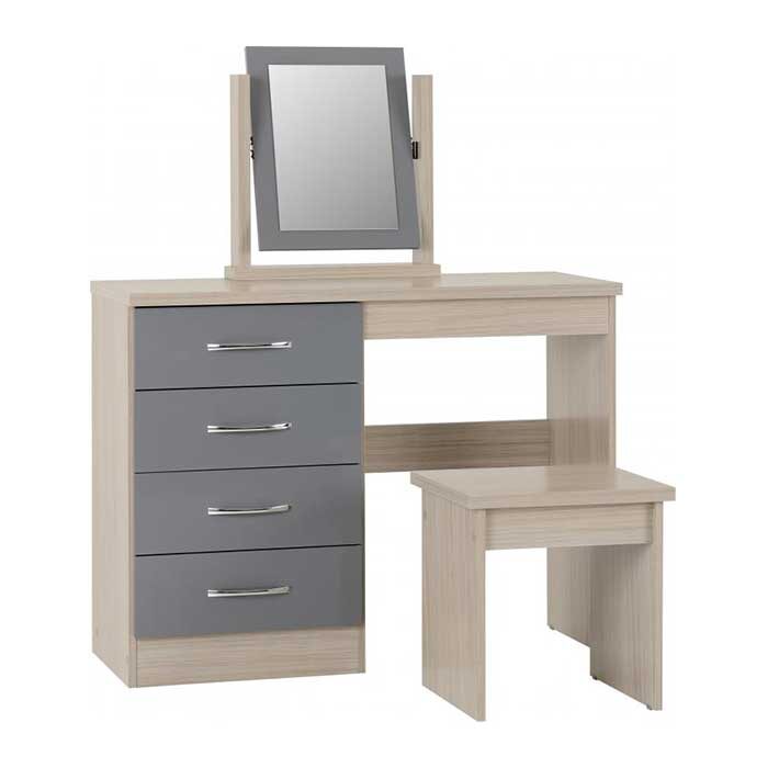 Nevada 4 drawer dressing table set in grey
