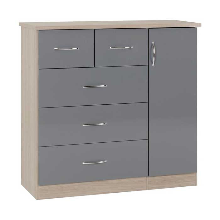 Nevada 5 drawer low wardrobe in grey