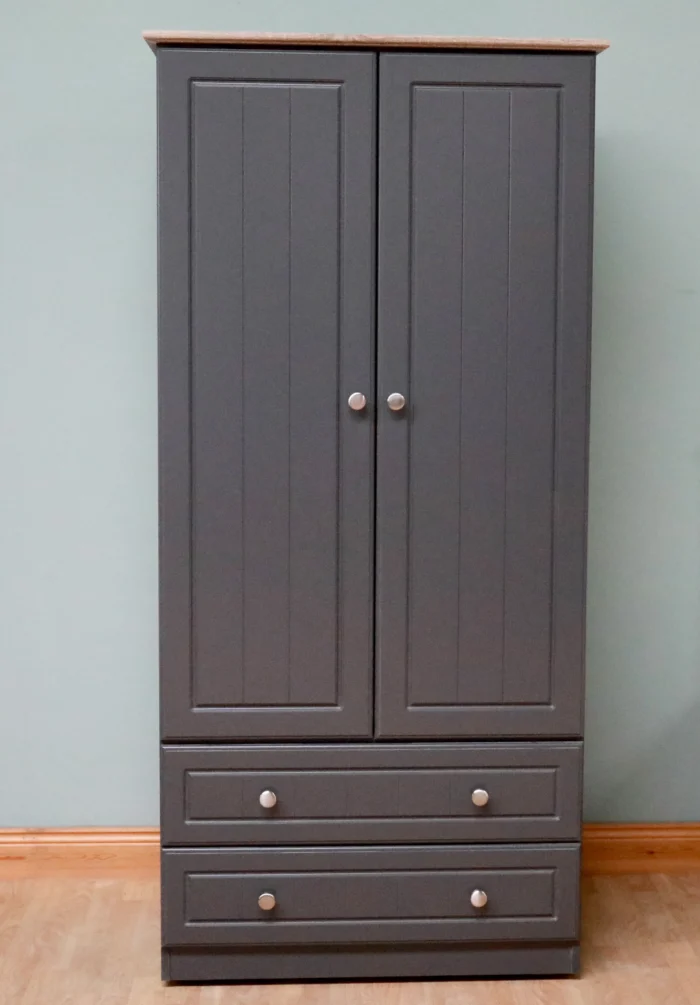 Eden 2 Drawer 2 Door Wardrobe in Charcoal