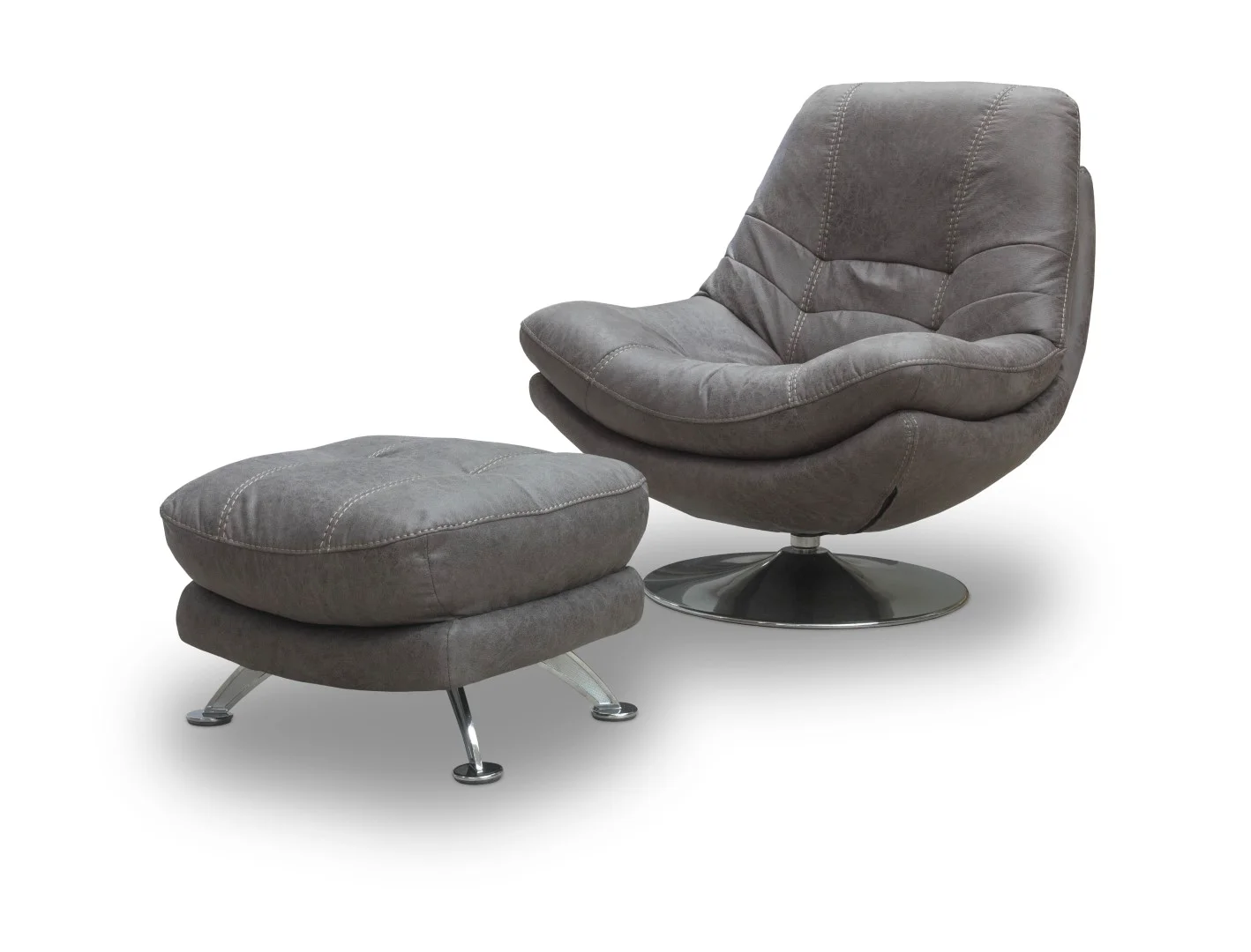 Axis Dark Grey Swivel Chair and Footstool