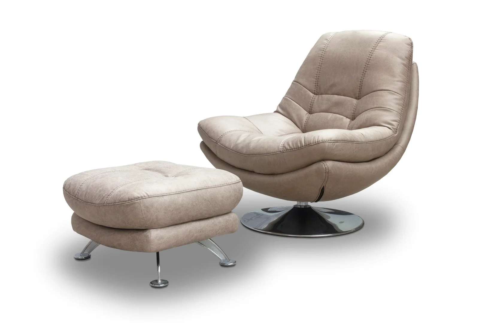 Axis Light Grey Swivel Chair and Footstool