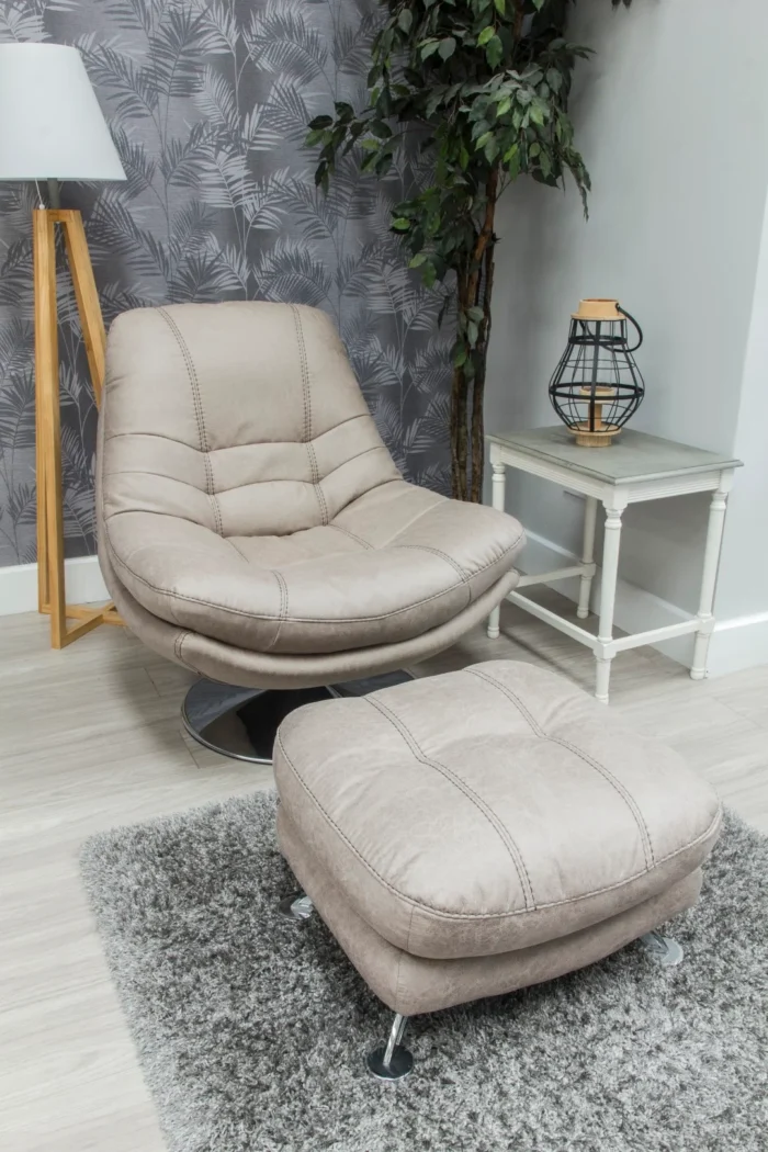 Axis Light Grey Swivel Chair and Footstool