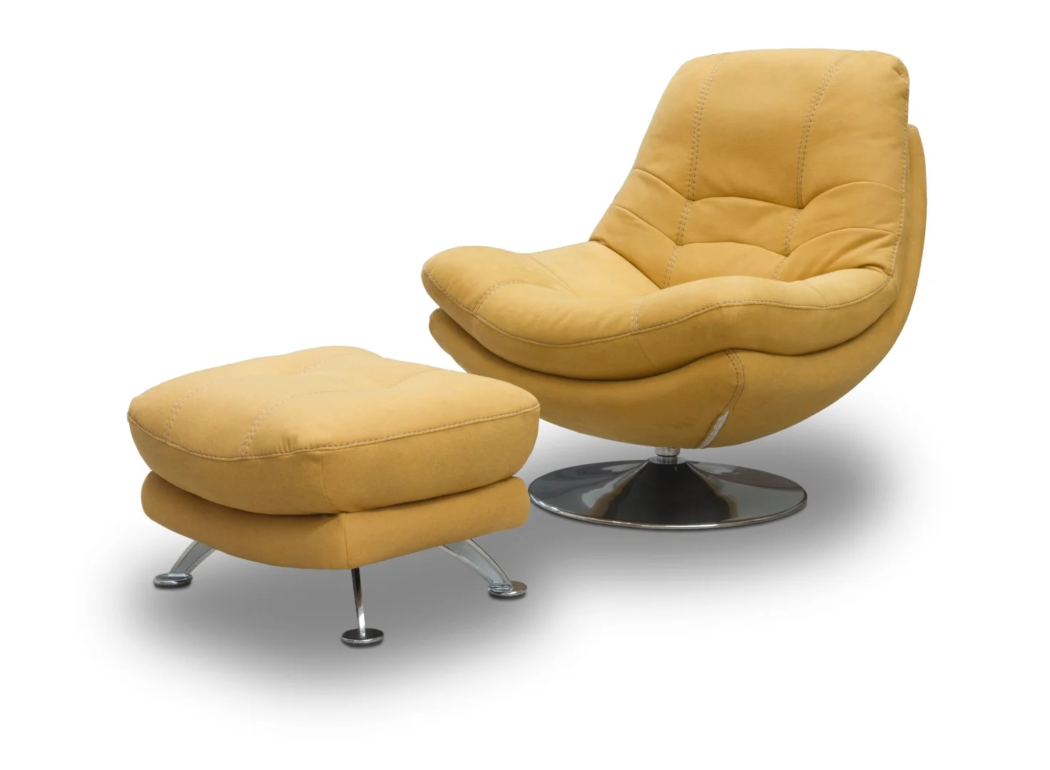 Axis Yellow Swivel Chair and Footstool