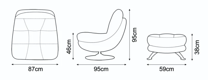 Axis Swivel Chair and Stool Dimensions