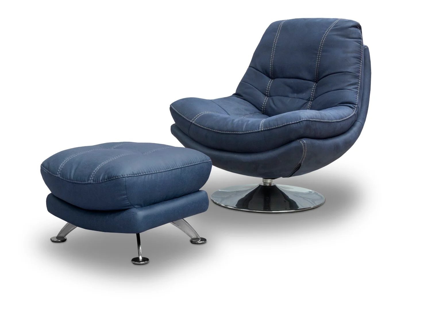 Axis Denim Swivel Chair and Footstool