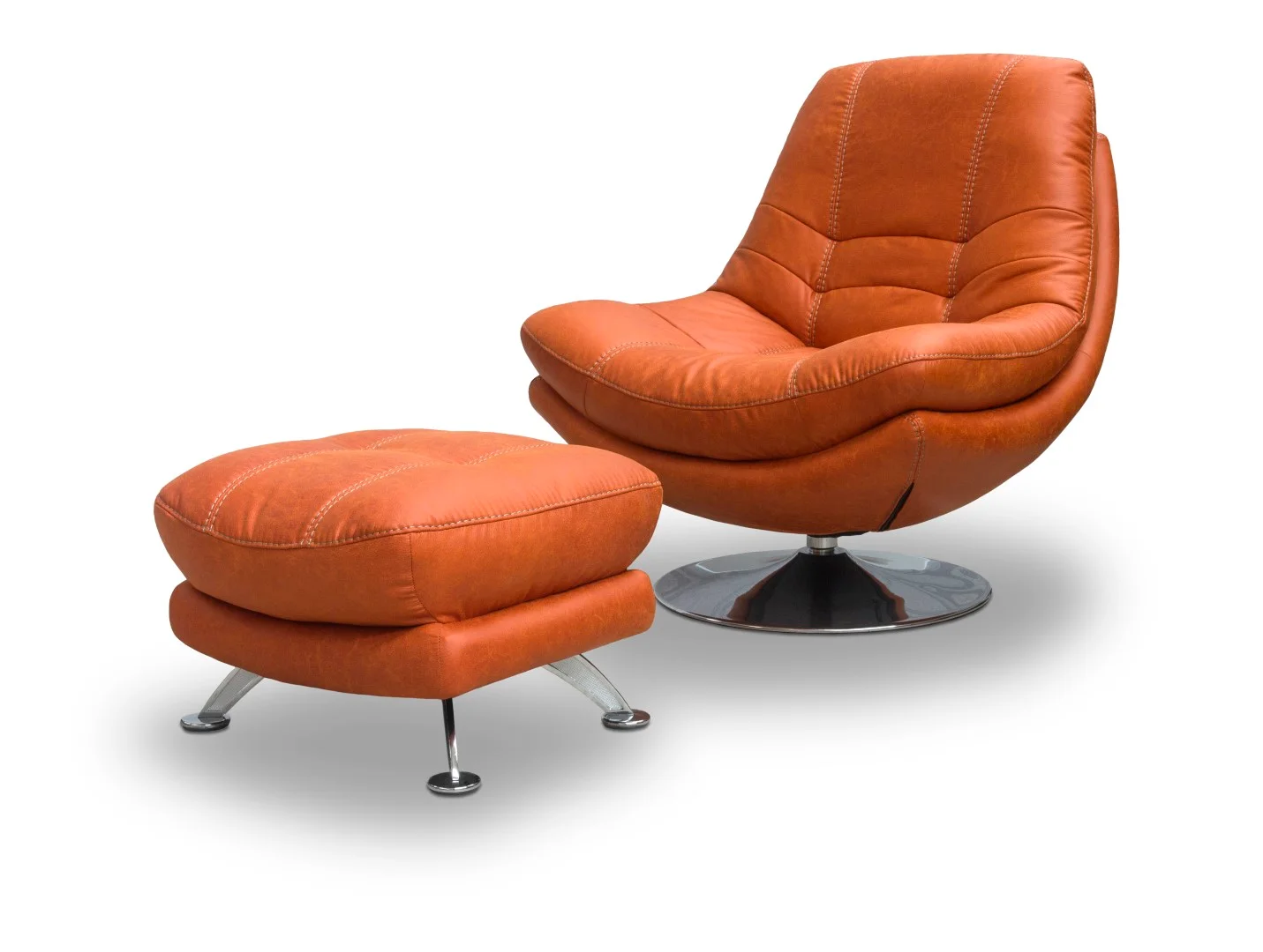 Axis Pumpkin Swivel Chair and Footstool