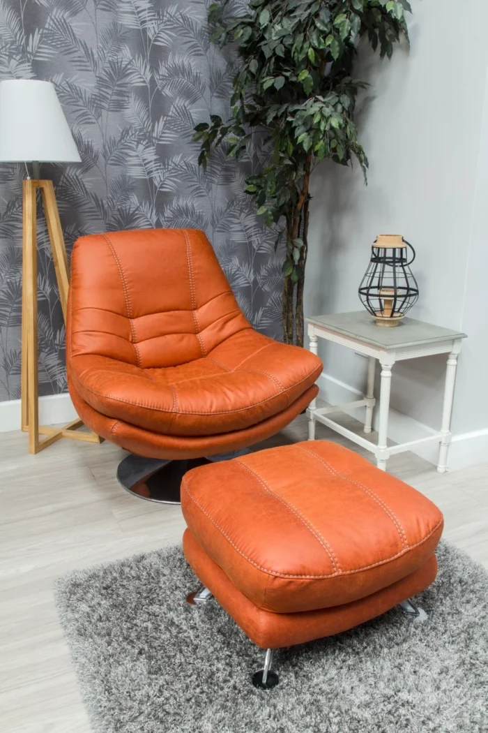 Axis Pumpkin Swivel Chair and Footstool