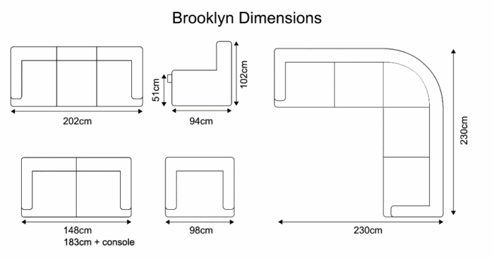 Brooklyn Sofa Collection Dimensions