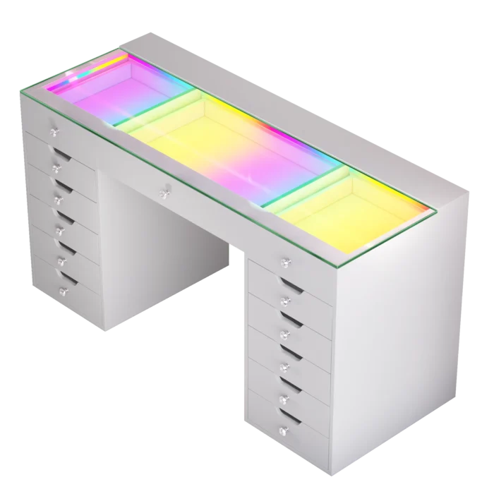 Eva 13 Drawer Vanity Desk with RGB Lighting - Image 3