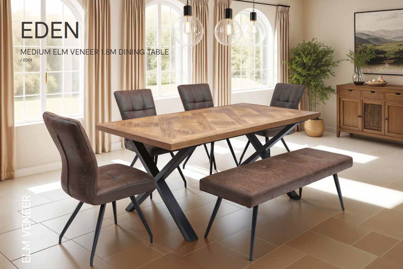 Eden Medium Elm Veneer 1.8m Dining Table
