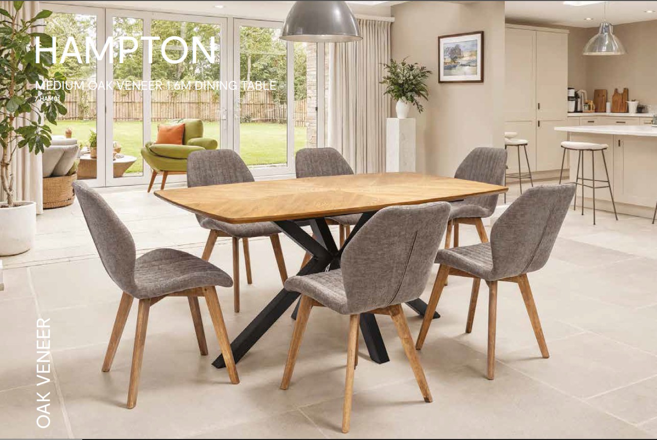 Hampton Medium Oak Veneer 1.6m Dining Table
