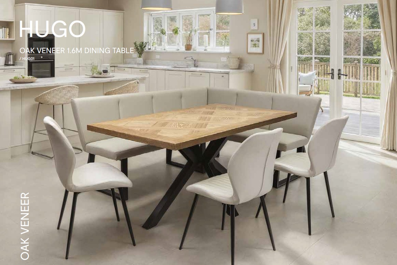 Hugo Oak Veneer 1.6m Dining Table