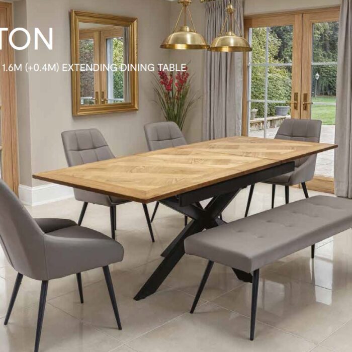 Payton Oak Veneer 1.6m (+0.4m) Extending Dining Table