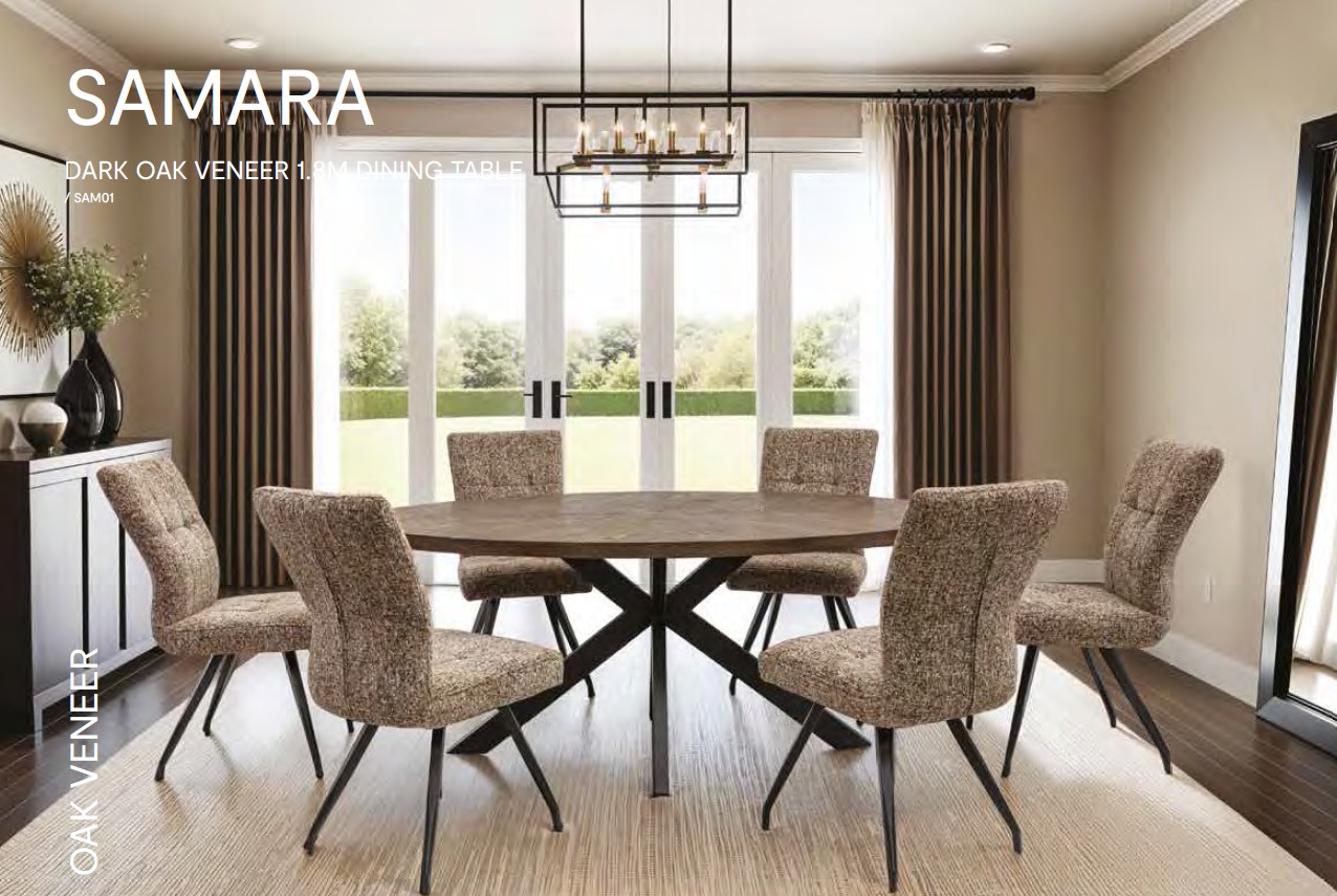 Samara Dark Oak Veneer 1.8m Dining Table
