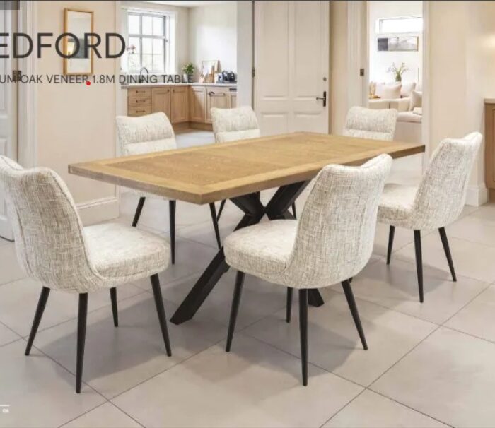 Bedford Medium Oak Veneer 1.8m Dining Table