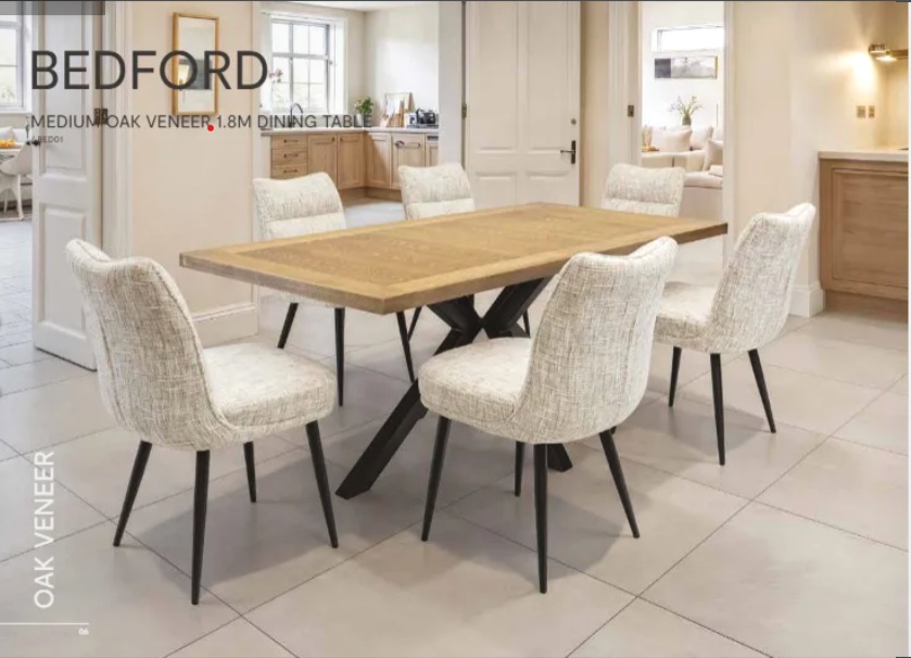 Bedford Medium Oak Veneer 1.8m Dining Table