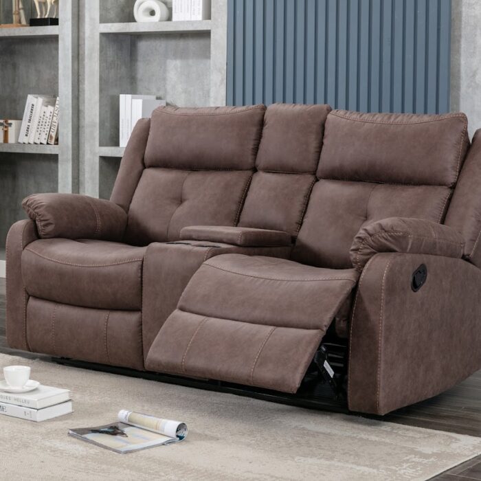 Casey 2 Seater Recliner with Console | Chestnut | Anchor